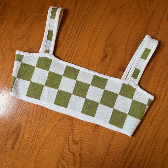 Belle The Label Women's White and Green Crop-top - Picture 2 of 2